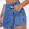 Women's Washed Faded Denim Shorts