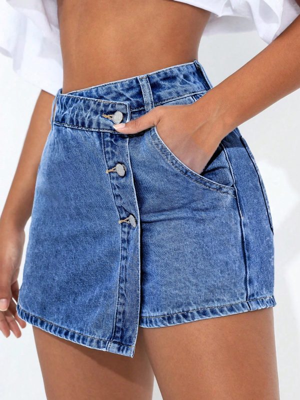 Women's Washed Faded Denim Shorts