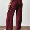 Women's Solid Color Front Tie Pocket Casual Long Pants, Daily Wear