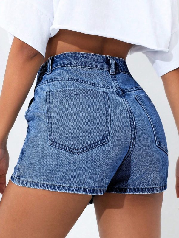 Women's Washed Faded Denim Shorts
