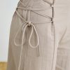 Women's Fashionable High-Waisted Khaki Wide Leg Pants With Belt