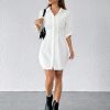Solid Button Front Shirt Dress