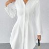 Solid Button Front Shirt Dress