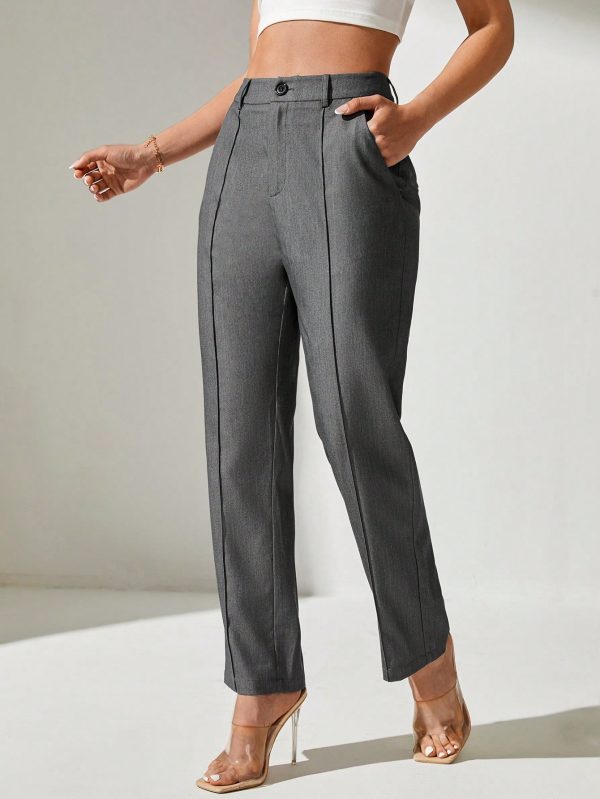 High Waist Slant Pocket Suit Pants