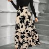 Women Short Length Patchwork Floral Print Waisted Long Sleeve Dress, Autumn/Winter