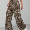 Leopard Print Women's Wide Leg Trousers