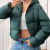 Solid Color Hooded Zip-Up Long Sleeve Jacket, Winter