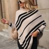 Oversized Simple Pullover Women Striped Batwing Long Sleeve Sweater