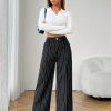 Black And White Striped Women's Suit Pants Suitable For Commuting