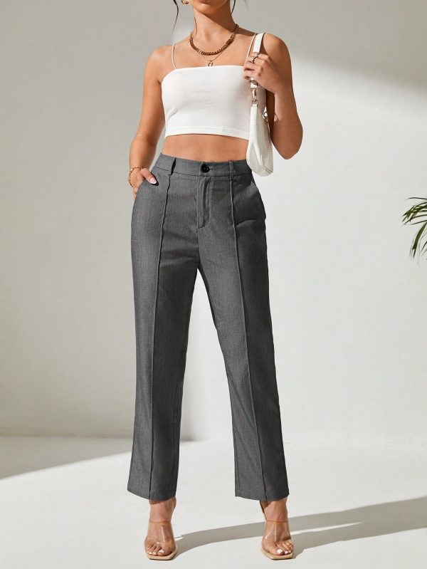 High Waist Slant Pocket Suit Pants