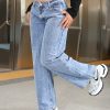 Casual Washed Low Waist Straight Leg Jeans