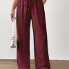 Women's Solid Color Front Tie Pocket Casual Long Pants, Daily Wear
