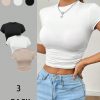 Summer 3pcs/Set Ladies' Pleated Short Sleeve T-Shirt