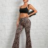 Leopard Print Knit Women's Flared Trousers