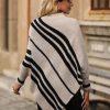 Oversized Simple Pullover Women Striped Batwing Long Sleeve Sweater