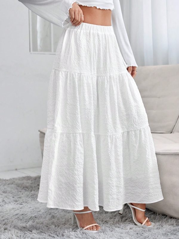 Solid Ruffle Hem Schiffy Skirt