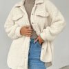 Dropped Shoulder Flap Detail Teddy Fur Coat
