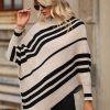 Oversized Simple Pullover Women Striped Batwing Long Sleeve Sweater
