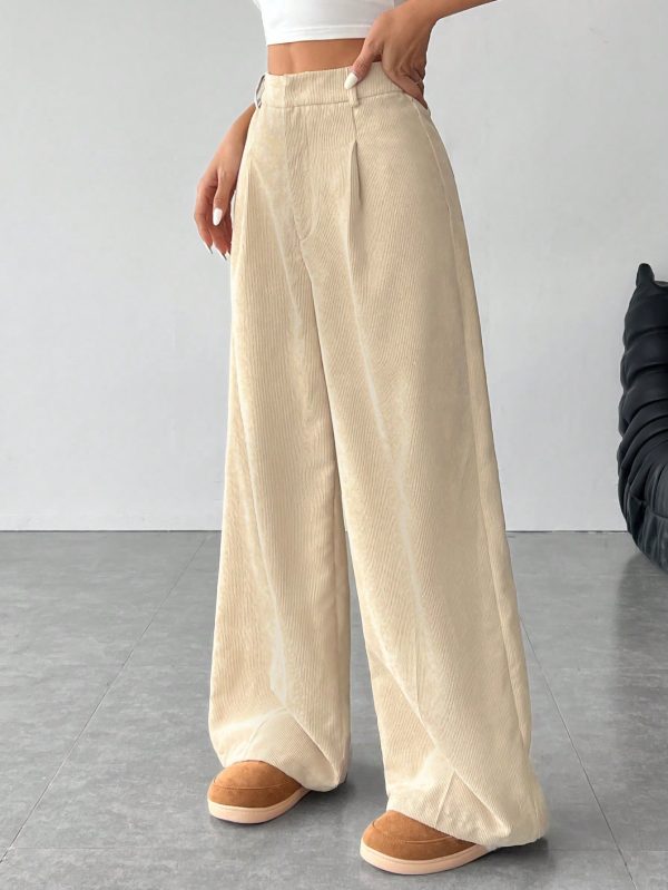 Women's Corduroy Long Wide-Leg Pants Suitable For Autumn And Winter