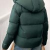 Solid Color Hooded Zip-Up Long Sleeve Jacket, Winter