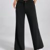 Solid High Rise Flared Straight Leg Pants